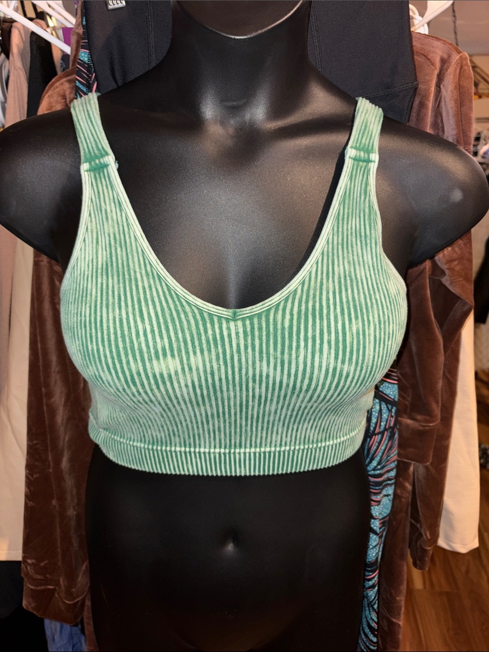 Zenana dark olive Ribbed padded Brami Crop Tank Top new great layering piece